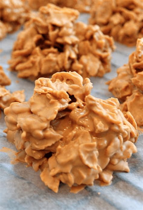 No Bake Peanut Butter Cornflake Clusters Dessert Recipe Cookies