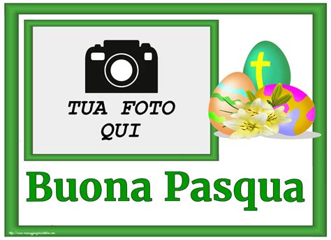 Buona Pasqua Cornice Foto Uova Con Croce Crea Cartoline