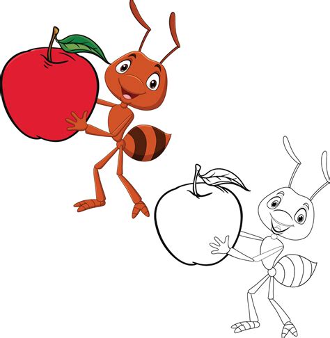 Apple And Ant 24521398 Vector Art At Vecteezy