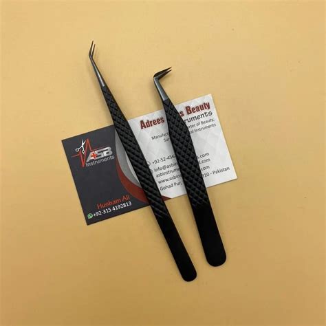 Professional All Black Diamond Grip Eyelash Extension Tweezers With