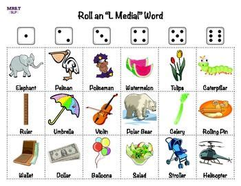 L And L Blend Sound Roll The Dice Games Speech Therapy Worksheets