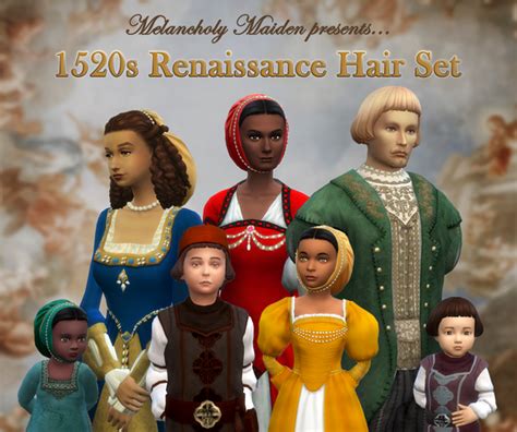 Renaissance Hair Set Melancholy Maiden Renaissance Hairstyles Sims