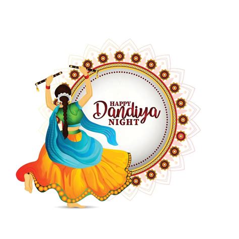 Vector illustration of dandiya girl for happy dandiya night 6952129 Vector Art at Vecteezy