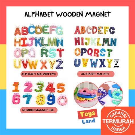 Jual Alphabeth Wooden Magnet Huruf Dan Angka Mainan Magnet Alfabet