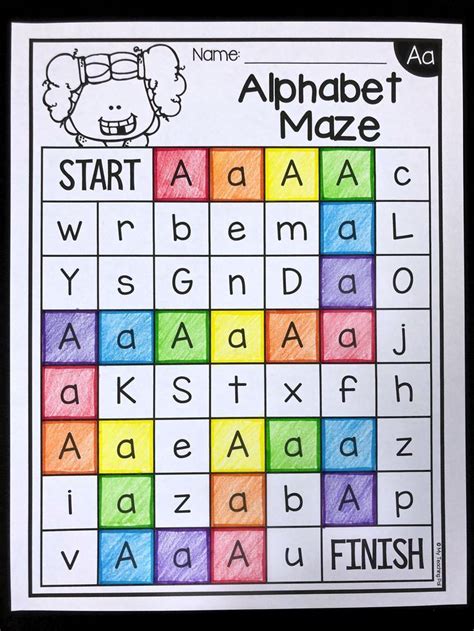 Alphabet maze worksheets. Students color the lower and uppercase letter ...