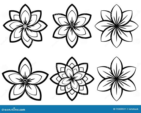 Flores Preto E Branco Simples Ilustração do Vetor Ilustração de