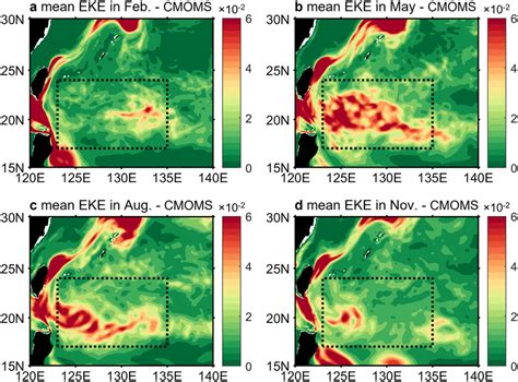 A Spatial Distribution Of Mean Surface Eddy Kinetic Energy Eke