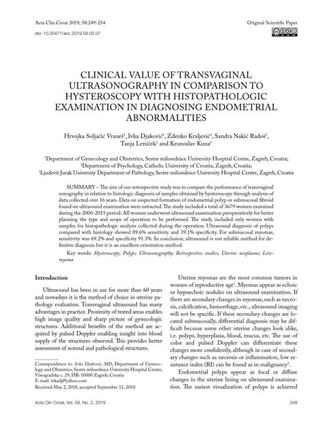 Pdf Clinical Value Of Transvaginal Ultrasonography In Comparison To