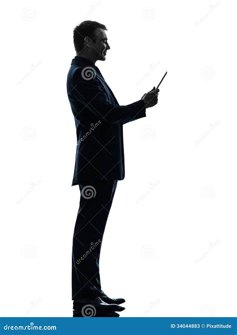 Sourire D Homme D Affaires Silhouette Num Rique De Comprim Image Stock