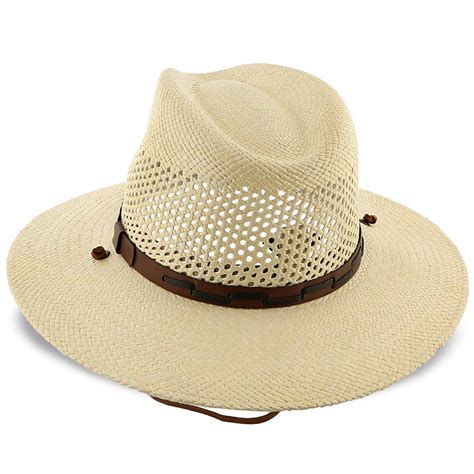 Mens Stetson Airway Panama Straw Safari Hat Vented Crown