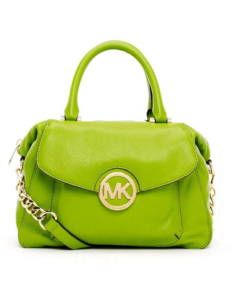 Lyst Michael Michael Kors Large Fulton Pebbled Leather Satchel Bag In Green