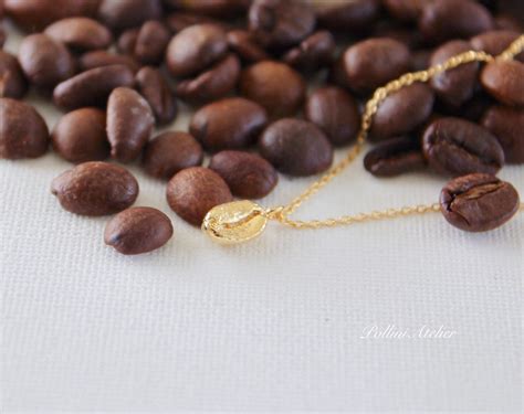 Coffee Bean Necklace In Gold Silver Coffee Necklace Etsy