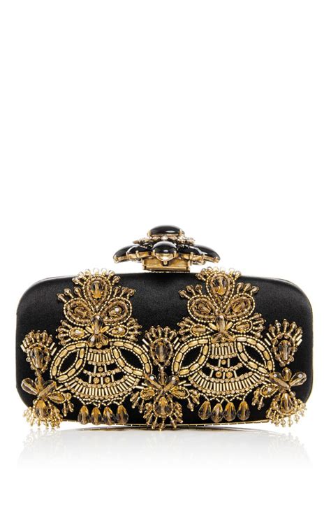 Goa Embellished Satin Clutch Embellished Purses Black Evening