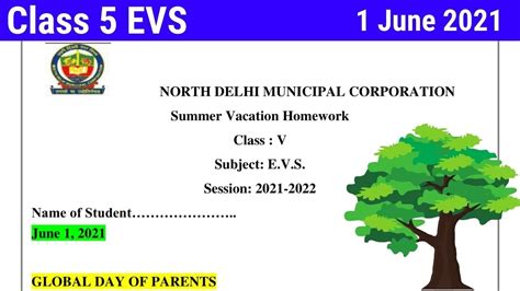 NDMC Class 5 EVS Summer Vacations Holiday Homework In English 01