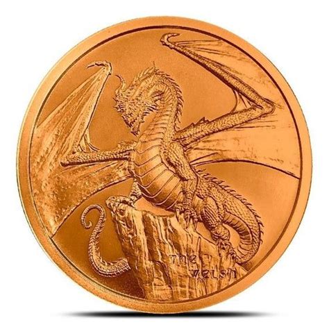 The Welsh Dragon 1 Oz Copper Round Serie World Of Dragons Etsy