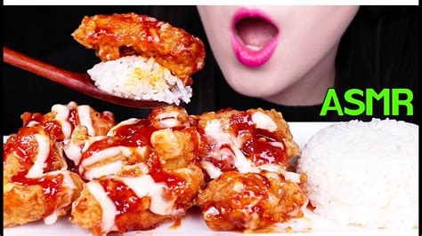 Asmr Korean Fried Chicken 처갓집 슈프림 양념치킨 치밥 리얼사운드 먹방 Eating Sounds No Talking Mukbang Youtube