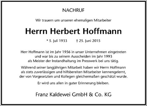 Traueranzeigen Von Herbert Hoffmann Trauer Ms