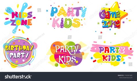 Birthday Party Kids Zone Color Label Stock Illustration 1743301685 ...