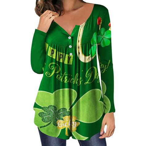 Cllios Women Tops Clearance 2024 Womens St Patricks Day Shirts Plus