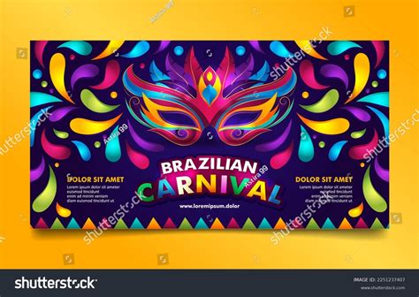 Colorful Brazilian Carnival Banner Template Dark Stock Vector Royalty