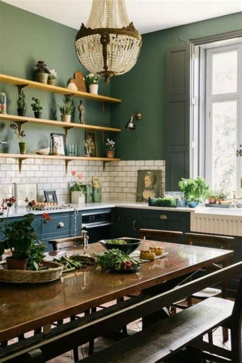 Gorgeous Deep Green Walls In A Bespoke Farmhouse Kitchen By DeVOL