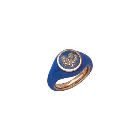 Anello Chantecler Paillettes Sygillum Con Galletto E Smalto Blu Capri