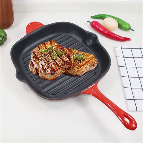 Inch Square Non Stick Cast Iron Grill Pan Griddle Plate Cookware