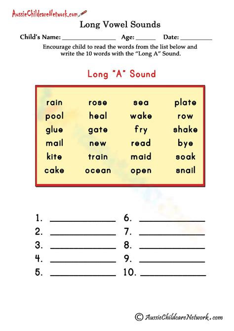 Long A Sound Worksheet Worksheets Library