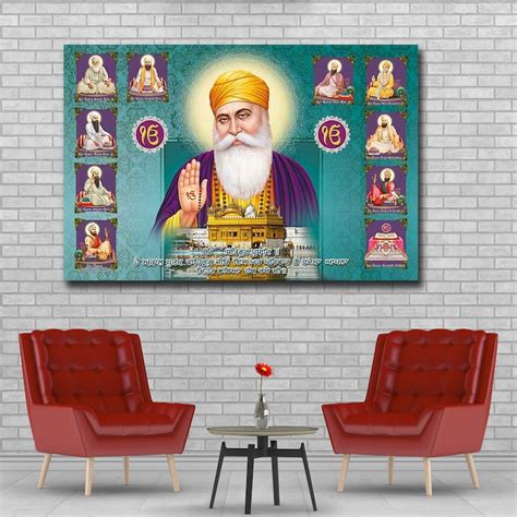 Guru Nanak Ten Sikh Gurus Canvas Art Canvas Wall Art Canvas Etsy