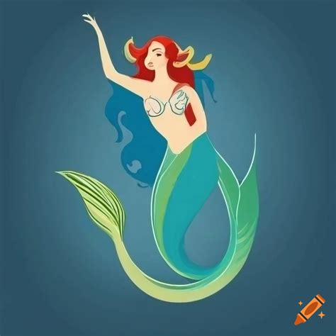 German Art Deco Style Mermaid Illustration On Craiyon