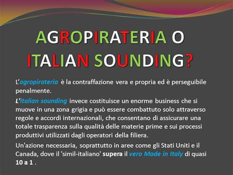 ITALIAN SOUNDING E Il Fenomeno Che Coinvolge Prodotti Che Di Italiano