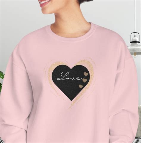 Glitter Heart Sweatshirt Love Heart Sweatshirt Women Swearthirt Cute