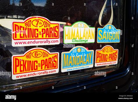 Different Stickers Of Motor Challenges Peking To Paris Himalayan