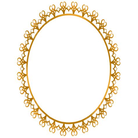 Aesthetic Golden Border Oval Frame Borders Oval Oval Border PNG