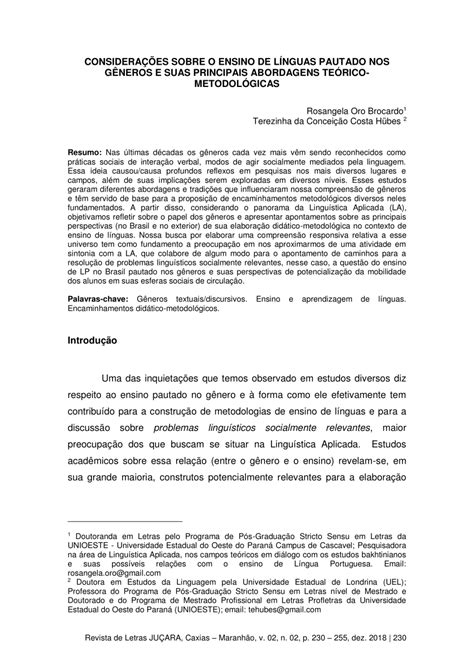 Pdf Considera Es Sobre O Ensino De L Nguas Pautado Nos G Neros E Suas