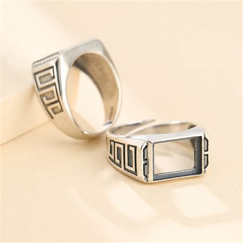 Ring Setting For 9x12mm Rectangle Cabochons Ring Blank Thai Sterling