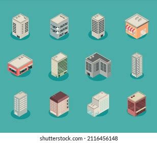 Isometric City Infrastructure Icon Set Stock Vector Royalty Free