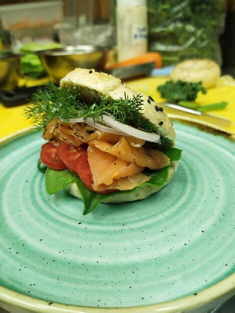 Premium Photo Sandwich Bagel Homemade Gravlax