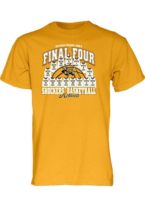 Wichita State University Wsu Shockers Final Four Mens Gold Team Jerseys Shirt