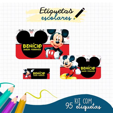 Etiqueta Escolar Mickey Shopee Brasil