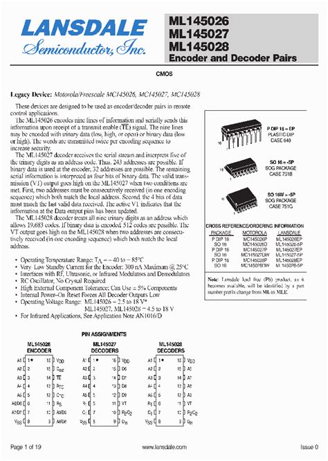 Mc145026d 4108468 Pdf Datasheet Download Ic On Line