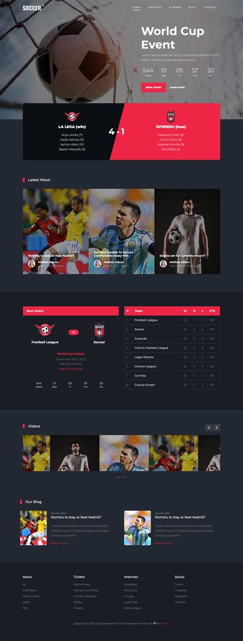 Soccer Free Bootstrap Sport Event Template