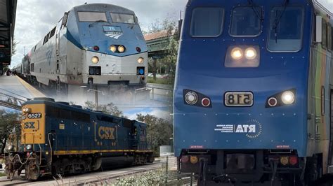 Amtrak Csx And New Tri Rail Livery In South Florida Youtube