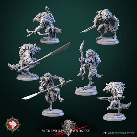 Werewolf Warrior Miniature Tabletop Rpg Miniature White Werewolf Tavern Roleplaying 3d Printed