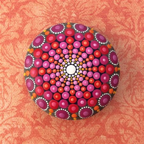 Jewel Drop Mandala Painted Stone Sea Urchin Sunset Divine