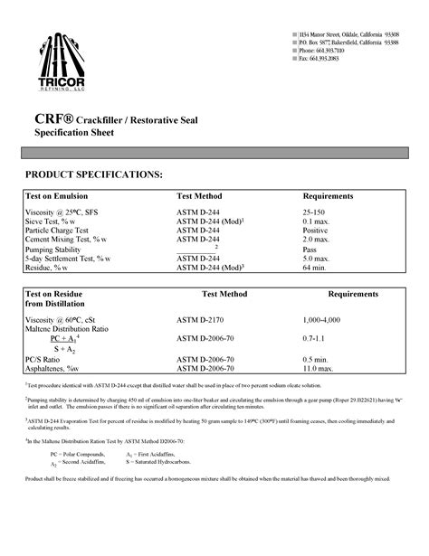 CRF Specifications Pavement Restoration