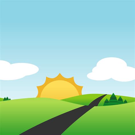 Cartoon Landscape Vector Landscape Clipart Simple Background Images Images