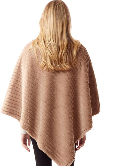 Faux Fur Trim Ponchos Seabreezes Clothing