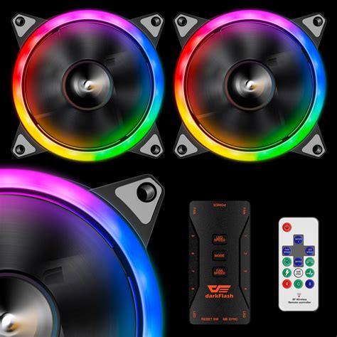 DarkFlash DR12 Pro 3 Pack Addressable 120mm RGB LED Case Fan Kit With