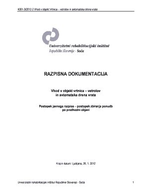 Fillable Online Razpisna Dokumentacija Ir Rssi Fax Email Print